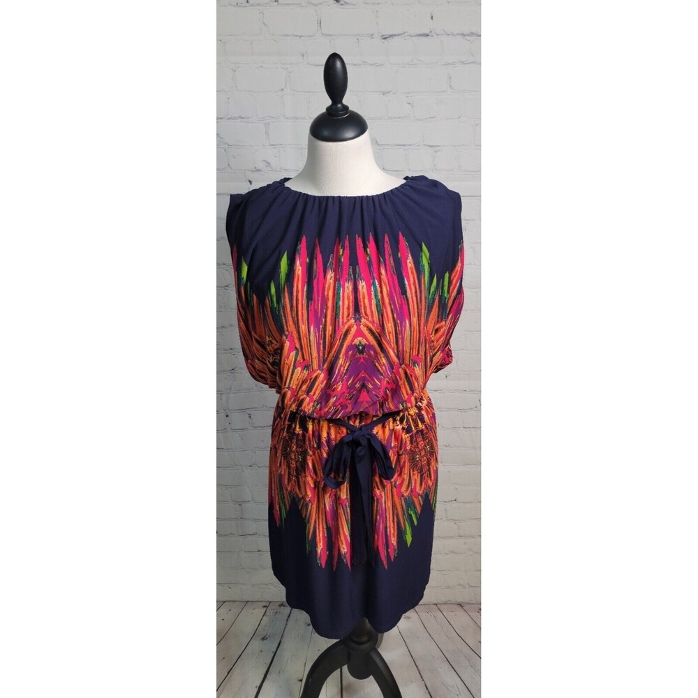 Fenn Wright Manson Dress With Belt Women's Sz 12 Sleeveless Abstract Multicolor